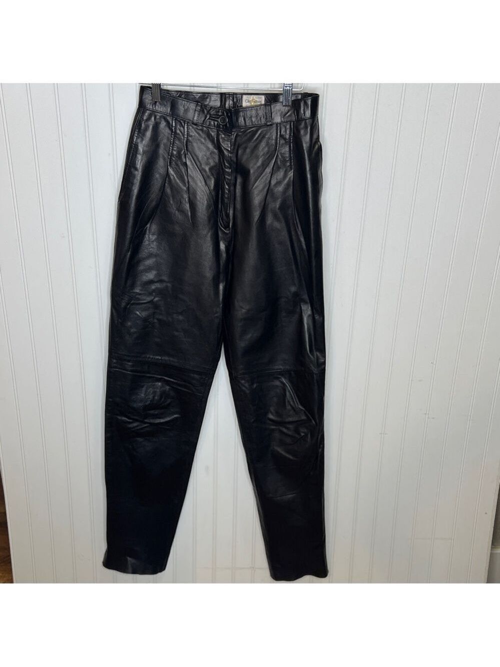 Black Leather Pleated Front Pants Size 10** Check Measurements